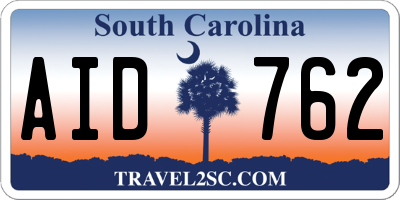SC license plate AID762