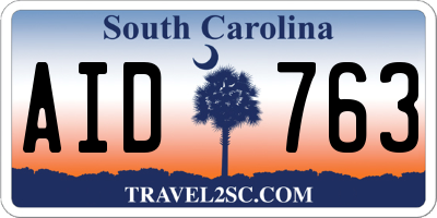 SC license plate AID763
