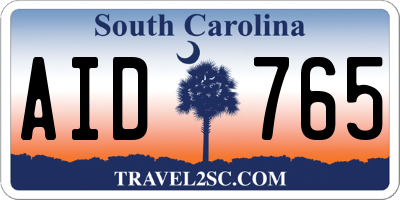 SC license plate AID765
