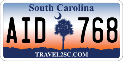 SC license plate AID768