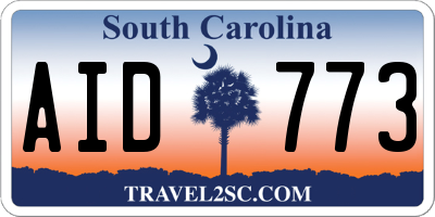 SC license plate AID773