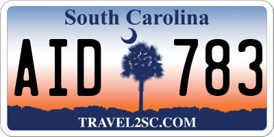 SC license plate AID783