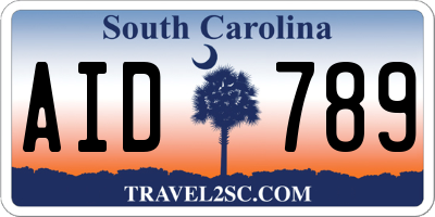 SC license plate AID789