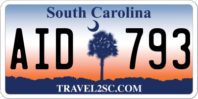 SC license plate AID793