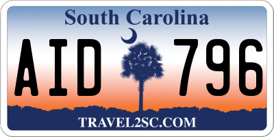 SC license plate AID796