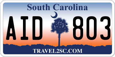 SC license plate AID803