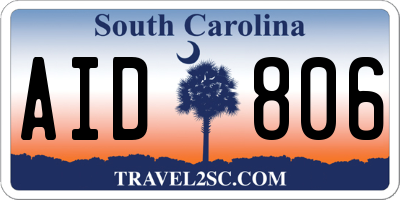 SC license plate AID806