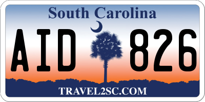 SC license plate AID826