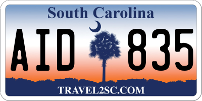 SC license plate AID835