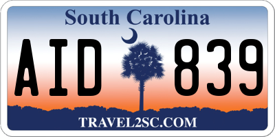 SC license plate AID839