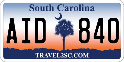 SC license plate AID840