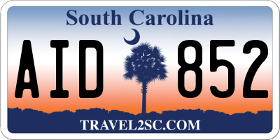 SC license plate AID852