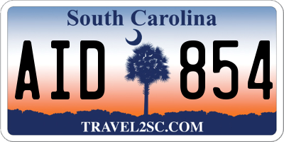 SC license plate AID854