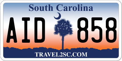 SC license plate AID858