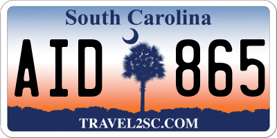 SC license plate AID865