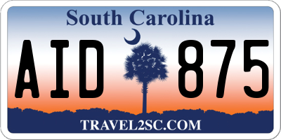 SC license plate AID875