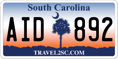 SC license plate AID892