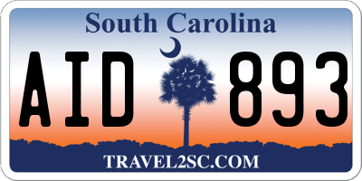 SC license plate AID893
