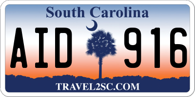 SC license plate AID916