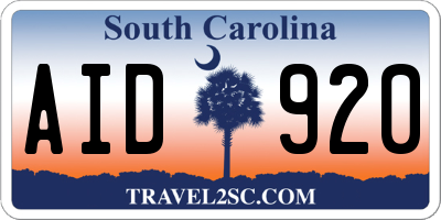 SC license plate AID920