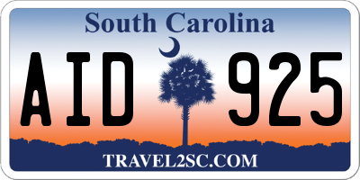 SC license plate AID925