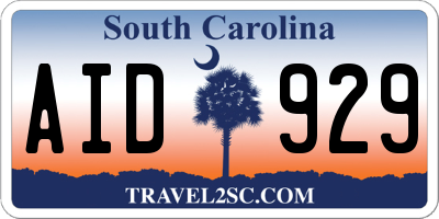 SC license plate AID929