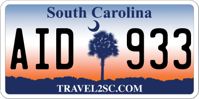SC license plate AID933