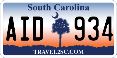 SC license plate AID934