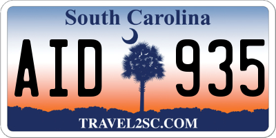 SC license plate AID935