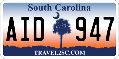 SC license plate AID947