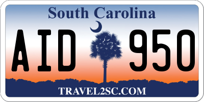 SC license plate AID950