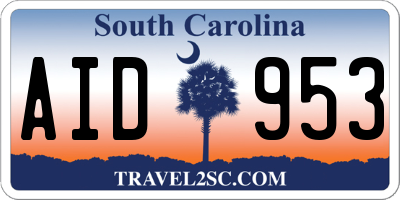 SC license plate AID953
