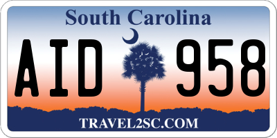 SC license plate AID958