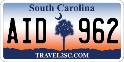 SC license plate AID962