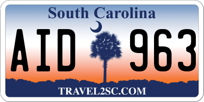 SC license plate AID963