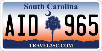 SC license plate AID965