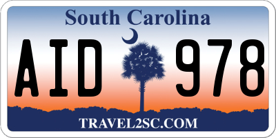 SC license plate AID978