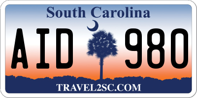SC license plate AID980
