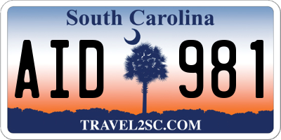 SC license plate AID981
