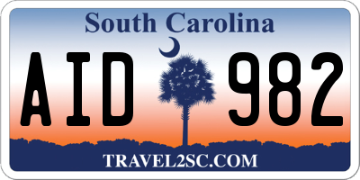 SC license plate AID982