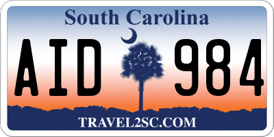 SC license plate AID984