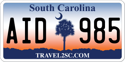 SC license plate AID985