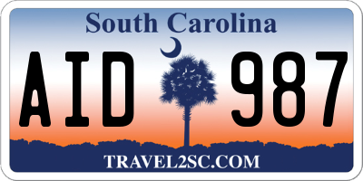 SC license plate AID987