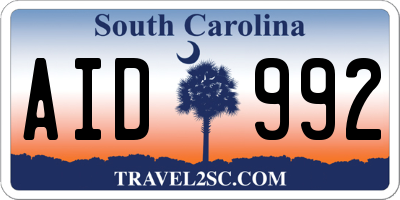 SC license plate AID992