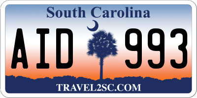 SC license plate AID993