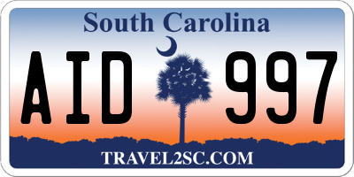 SC license plate AID997