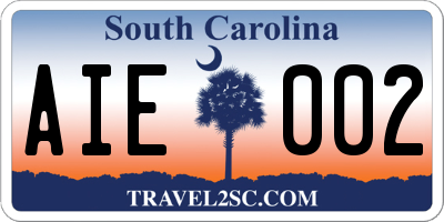 SC license plate AIE002