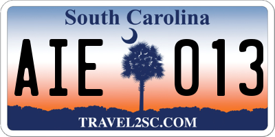 SC license plate AIE013