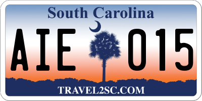 SC license plate AIE015