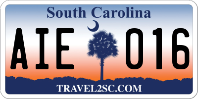 SC license plate AIE016